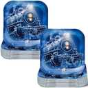 Blushtier 50 Pack Polar Themed Party Decorations Plates Bulk Train Plates Believe Party Decorations Holiday Dinnerware Supplies (Square)
