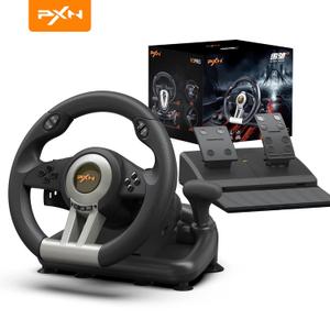 PXN Racing Wheel - Gaming Steering Wheel for PC, V3II 180 Degree Driving Wheel Volante PC Universal Usb Car Racing with Pedal for PS4, PC, PS3,Xbox Series X|S, Xbox One (black)