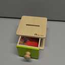 Adena Montessori Coin Box,Object Permanence Box Toys for 1 Year Old Baby Coins,Wooden Montessori Ball Drop Toys Developmental Toys for 6-12 Month Infant Toys,Learning Kids Gifts(Yellow-Green Door)