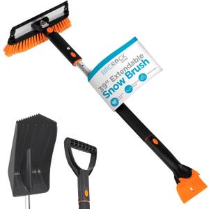 39" Extendable Snow Brush with Squeegee, Ice Scraper & Snow Shovel | Foam Grip | Auto Snow Brush | Auto Ice Scraper | Car Truck SUV (39 Inch (Pack of 1))