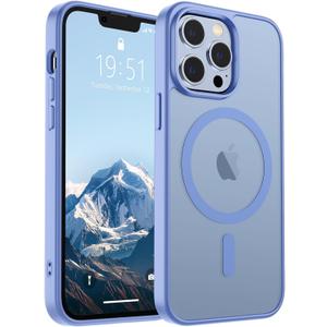 SUPFINE Magnetic for iPhone 13 Pro Max Case (Compatible with MagSafe) (Military Grade Drop Protection) Slim Translucent Matte Shockproof with Anti-Fingerprint Phone Case,Blue Purple