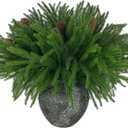 12 Pcs Realistic Christmas Pine 17.7 Inches norfolk pine stems with 5 Big Pinecone christmas decorations Lifelike Greenery Stems for Vases Cedar Wreaths Garland Outdoor Indoor Christmas Decorations