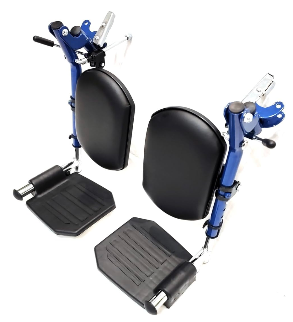 Blue Streak Wheelchair Elevating Leg Rest with Padded Calf Pad,Composite Footplates,Fits Most Standard wheelchairs and Transport Chair,Wheelchair Parts,Same Functional Structure as LK3JELR,(1Pr, Blue)