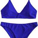 ZAFUL Women's Solid Spaghetti Strap Bralette Bikini Set Two Piece Swimsuit, Size 6