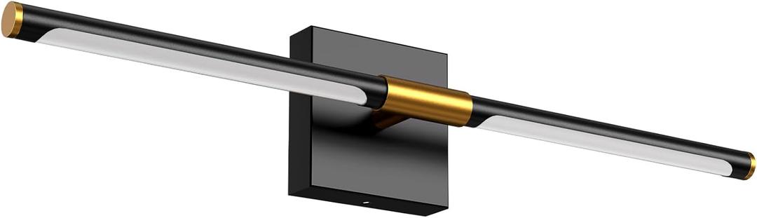 PETLIK Modern Bathroom Vanity Light 24 Inch, Rotatable, 18W Dimmable 6CCT Led Bathroom Light Fixture Over Mirror, Black Bar Vanity Light for Mirror FCC Certificated