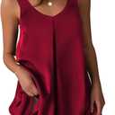 Ekouaer Women's Sleeveless V Neck Satin Nightgown (Size Medium, Red)