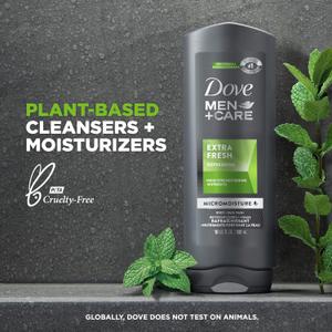 Dove Men+Care Body Wash Extra Fresh 3 Count for Men's Skin Care Body Wash Effectively Washes Away Bacteria While Nourishing Your Skin 18 oz