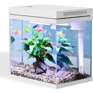 Fish Tank, 4 Gallon Nano-Aquarium, Upgrade Filter System and LED Light, for Freshwater & Marine, Filter Balls Included (4 Gal)