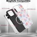 Case Designed for iPhone 16 Pro, Blue & Pink Bow Little Floral Pattern[Compatible with MagSafe] Hard PC+ Soft TPU Heavy Duty Shockproof Drop Protective Women Girls Phone Case