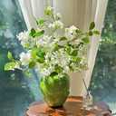 5pcs Green Faux Stems Artificial Flower Branches for Vase -29.9", Silk Tall Fake Greenery Branch with Flowers Arrangements for DIY Bouquets Wedding Home Office Vase Fillers Decor (White)