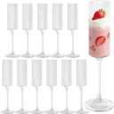 12Pieces Clear Plastic Wine Glasses 6OZ Ribbed Champagne Flutes Mimosa Bar Toasting Glass Champagne Long Stem Vintage Drinking Colored Glasses,Plastic Goblets for Wedding Cocktail Cups,Cava,Prosecco