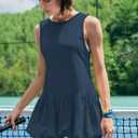 Yanekop Womens Athletic Dress with Shorts Backless Tennis Dresses Golf Outfits Workout Active Dresses with Pockets 2026 (Blue, S)