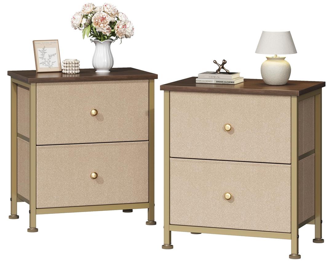 DUMOS Nightstand Set of 2, Bedroom Bedside Table with Storage