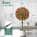 Fake Plants - 18" Wide Set of 2 Faux Boxwood Plants for Outdoor Planters, UV Resistant Artificial Topairy Ball Trees with Spike for Outdoor Decor (A - Pink Lilacs)