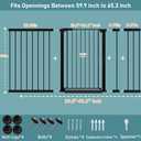 Fairy Baby 38" Extra Tall Dog Gate for Stairs, 59.9"-65.3" Extra Wide Large Walk Thru Baby Gate for Doorway, Long Safety Child Toddler Gate, Metal Auto Close Puppy Cat Gate for the House, Black