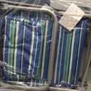 Yestomo Beach Chairs for Adults Heavy Duty, Compact Portable Lay Flat Folding Chair with Backpack Straps and Large Cooler Pouch, Support to 350LBS (Stripes_Blue&Cyan), 12.6" X 20.5" X 26.5"