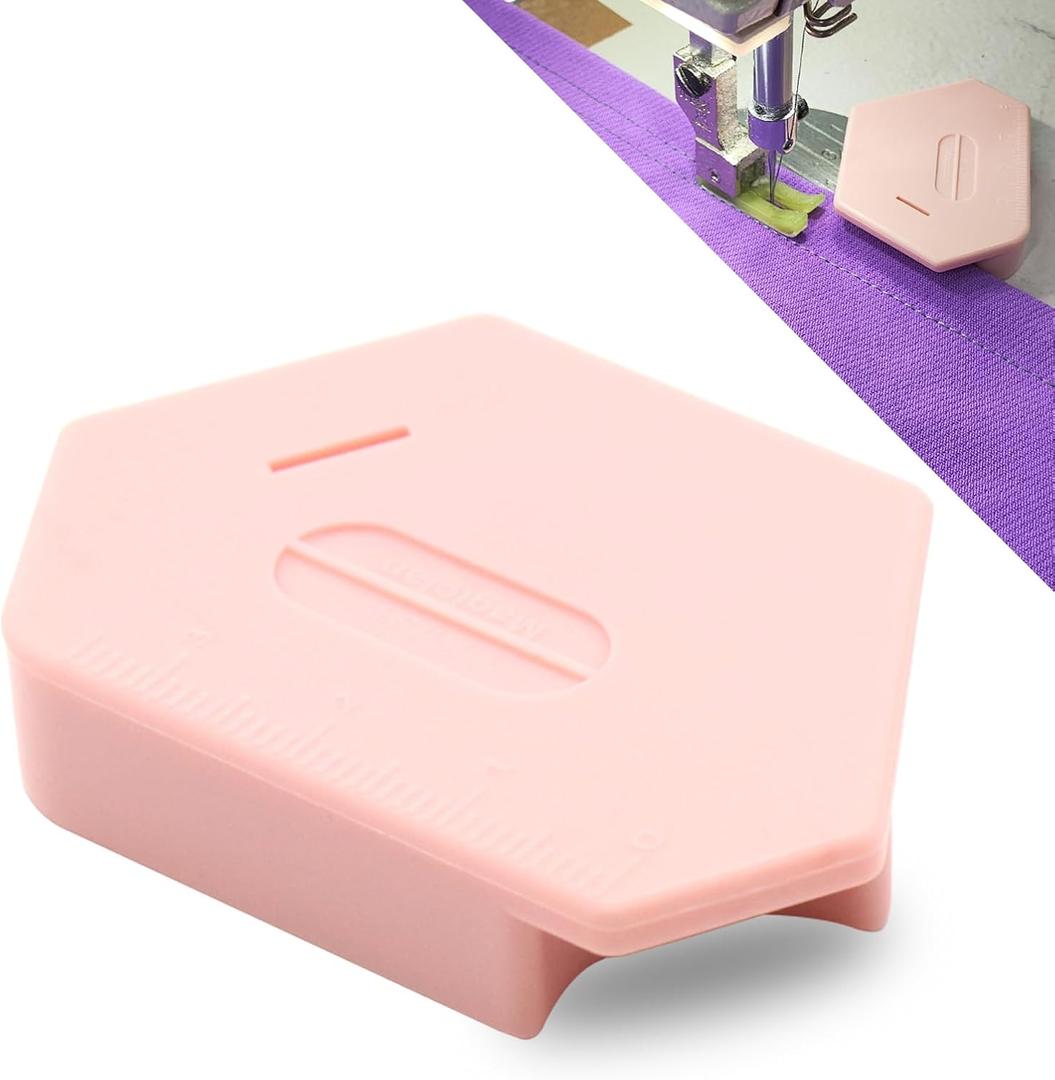 AISIKA Magnetic Seam Guide for Sewing Machine, Multifunctional Polygonal Hemmer Guide with Scale, Universal Sewing Quilting Supplies Accessories Tools (Pink)