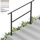 Hand Rails for Outdoor Steps-Adjustable Angle 4-5 Steps Stair Handrail-Galvanized Alloy steel-600 lb LC-Indoor Stair Railing Kit-Waterproof Exterior Porch Railing-Deck HandRail for Concrete Wood Step