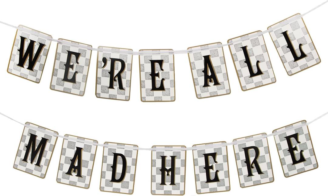 Talking Tables Alice in Wonderland Party Decorations Reversible Garland for Mad Hatter Tea Party Decorations, Mothers Day Decorations Baby Showers Kids Birthdays Wedding, Onderland, 10ft