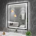 Amorho 36"X30" Black LED Mirror for Bathroom, Front Light and Backlit Framed Mirror, Stepless Dimmable, Anti-Fog, Shatter-Proof, Memory, 3 Colors, Double LED Vanity Mirror