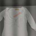 QINSEN Women's Long Sleeve Bodysuit V Neck Body Suits Seamed Cup Going Out Tops Shirt (XS, White)