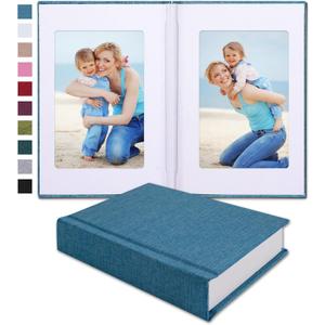 Pssoss Small 4x6 Photo Album with Writing Space Holds 20 Photos Ideal for Wedding Theme-Album and Baby Photo Album (Blue)