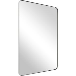 ANDY STAR Chrome Mirror for Bathroom, 22"x30"Metal Frame Wall Mirror, Rectangular Stainless Steel Rounded Corner Mirror with 1" Deep Set Design Hangs Horizontal Or Vertical (30"L x 20"W)