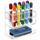 Clear Wall Mounted Marker Holder, Dry Erase Marker Holder | Sturdy Acrylic Material, Mounts To Wall, Marker Tip Slot Keeps Markers In Place | Holds 10 Markers & 1 Eraser (2.9x9.5x3.5in)