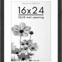 Americanflat 16x24 Poster Frame with Polished Plexiglass - Use as 12x18 Frame with Mat or Display 16x24 Photo Without Mat - Hudson Collection - Wide Picture Frames for Wall Display - Black