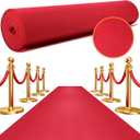 2.6FT15FT Red Carpet Runner for Party,350 GSM Felt Non-Woven Fabric Extra Thick Non Slip Aisle Rug for Wedding Ceremony and Events Decorations, Movie Theme Party Deco
