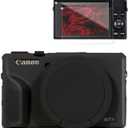 Case for Canon G7X Mark III Camera, Soft Silicone Protective Case, Powershot G7X Mark III Sleeve with Removable Lens Cover & Screen Protector Accessories, Slim Fit, Anti-Scratch (Black)