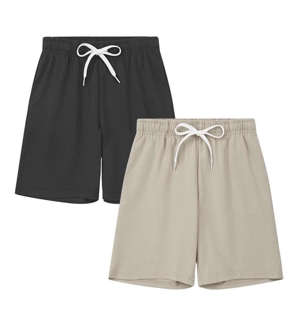 DANI CHINS Boys Loose Athletic Shorts with Pockets for Casual Sports Outdoor(Black, Beige, 12)