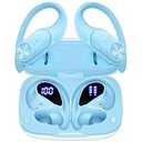 PocBuds Bluetooth Headphones Wireless Earbuds 80hrs Playtime Wireless Charging Case Digital Display Sport Ear Buds with Earhook Deep Bass IPX7 Waterproof Over-Ear Earphones for Phone Laptop