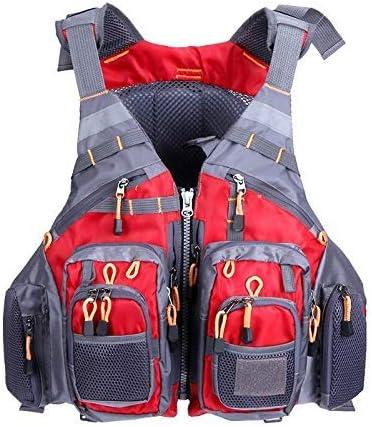 JKSPORTS Fly Fishing Vest - Fishing Safety Life Jacket for Swimming, Sailing, Boating, Kayak - Floating Multifunction Breathable Backpack for Men and Women - Adjustable, Grey/Green/Red/Blue