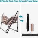 Portable Hammock with Stand for Outside Foldable,Frabic Tension Adjustable Indoor,Carrying Bag Included, 616 lbs Weight Capacity, Suitable Garden Yard Outdoor Inhouse Multicolour