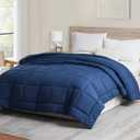 Hearth & Harbor Down Alternative Comforter - All Season Soft Quilted King Bed Comforter Duvet Insert with Corner Tabs - King Size Navy