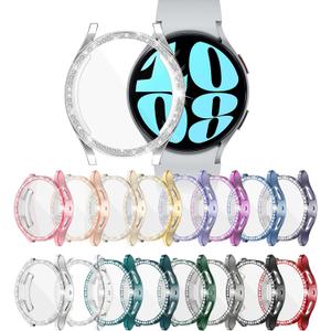 [16 Pack] Bling Watch Screen Protector for Samsung Galaxy Watch6 44MM, Glitter Case TPU Soft Cover Full Protection with Crystal Rhinestone for Galaxy Smart Watch6 44mm (SM-R940)