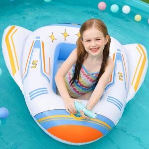 Jasonwell Inflatable Kids Pool Floats - Toddler Pool Floaties Swimming Pool Float with Water Squirt Gun Swim Floaty Rafts Lake Beach Party Pool Toys for Boys Girls Airplane (White)