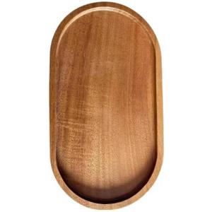 Acacia Wooden Oval Serving Tray Handmade Coffee Fruit Food Bowl Decorative Dressing Table Tray, Kitchen Bathroom Counter Storage Counter Storage Box (Elliptical Bar Shape)