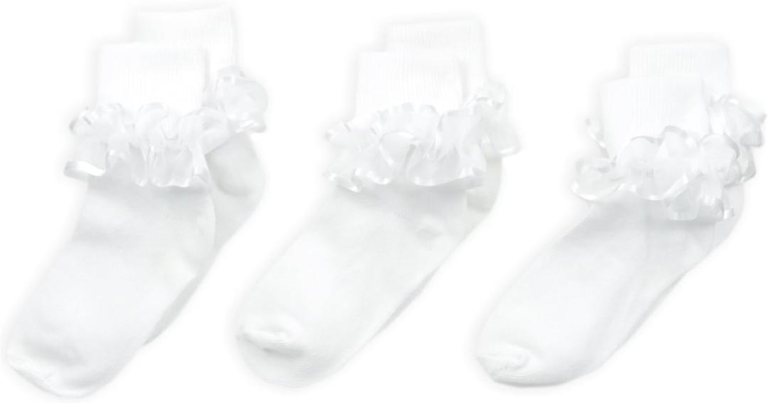 Jefferies Socks Big Girls' Frilly Lace Socks 3 Pair Pack (Medium, White)
