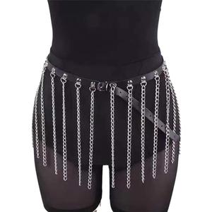 HeiBai Xiong Punk Goth Belts Rock Leather Waist Chain Belt For Women