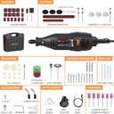 GOXAWEE Rotary Tool Kit with MultiPro Keyless Chuck and Flex Shaft -140pcs Accessories Variable Speed Electric Drill Set for Handmade Crafting Projects and DIY Creations (Black)