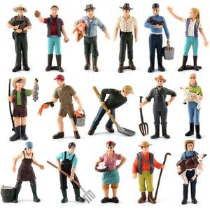 16Pcs Little Farmer People Figures, Plastic Farm Keeper Figurines Realistic Hand Painted Farmer People Figurines Preschool Educational Learn Cognitive Christmas Toys for Kids