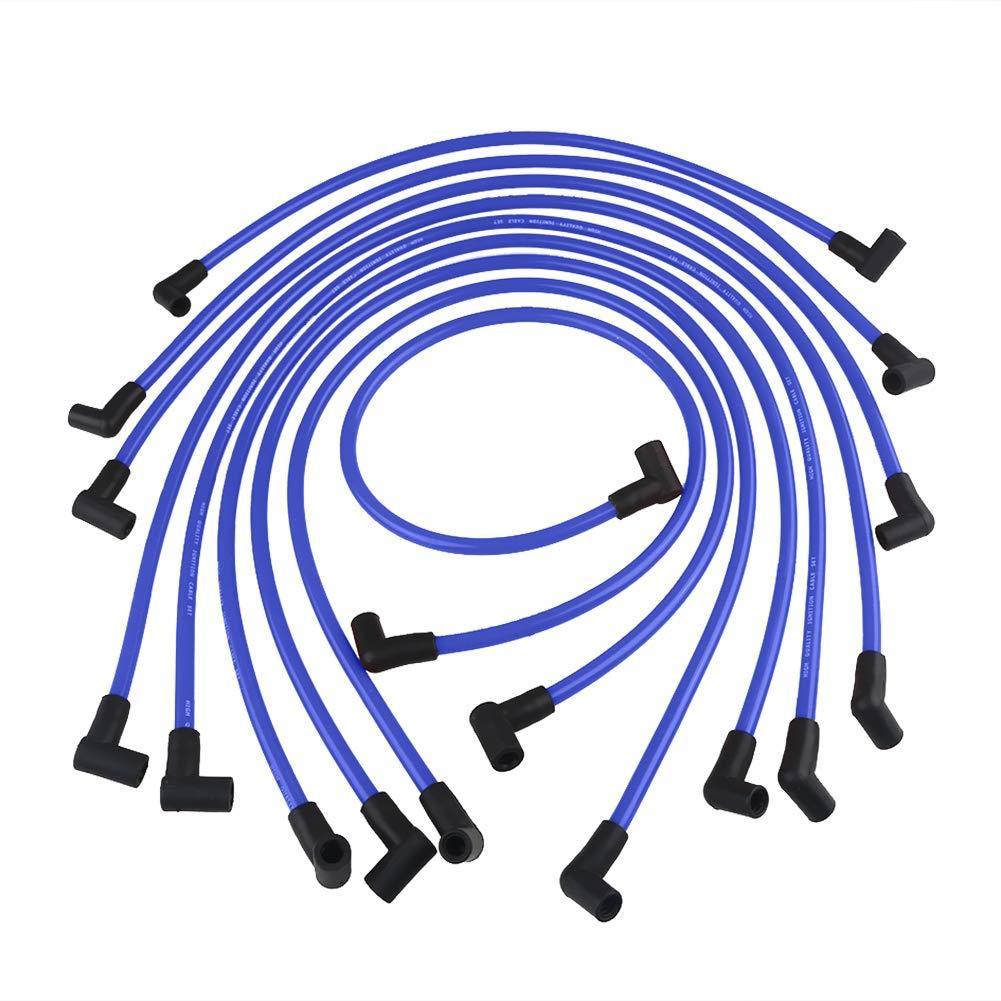 JDMON 10.5mm Spark Plug Wires Compatible with Chevy 350 400 327 307 383 SBC 454 366 396 402 409 427 496 502 572 632 BBC V8 Ignition Wires Blue