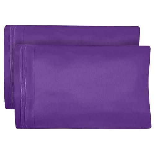 Dreamcare King Pillow Cases Set of 2 - Double Brushed 1500 Luxury Series Microfiber - Envelope Closure, Wrinkle- Free, Cooling Pillow Cases - King Size Pillow Cases Set of 2 (20 x 40, Purple)