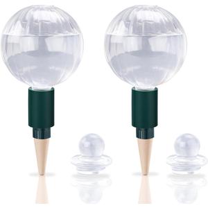 23 oz Extra Large Plant Watering Globes Top Fill, Clear Glass Water Bulbs with Terracotta Spikes Adapter, Slow Release Vacation Plant Watering Devices, Automatic Drip Irrigation, 2 Pack