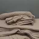 DOWN HOME Queen Quilt Bedding Set with Shams, Vintage Washed Soft Quilted Blanket Thin Comforter Lightweight Bedspread Coverlet Bed Cover, Brushed Microfiber Stripe Stitching, Brown, 86"x90"