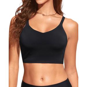 Aqua Eve Women's Sport Bra Swim Top - 2025 Crop Bikini Top Modest V Neck Bathing Suit (X-Large, Black) Aqua Eve Women's Sport Bra Swim Top - 2025 Crop Bikini Top Modest V Neck Bathing Suit (X-Large, Black)