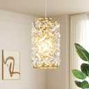 Biewalk Gold Pendant Light Fixtures Modern Gold Pendant Lighting Crystal Chandeliers Adjustable Pendant Light Fixture for Kitchen Island Dinning Room Corridor Bedroom (Pack of 1)