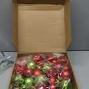 Lunmon 64 Pcs Christmas Ball Ornaments Lime Green Red Plastic Glitter Christmas Tree Decoration Assorted Size Hanging Xmas Ornament for Tree Home Indoor Decor, 1.6/1.97/2.4 Inch